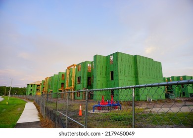 Tampa, FL, USA - 06 10 2022: An Apartment Construction Site 
