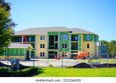 Tampa, FL USA: 09 30 2022: An Apartment House Construction Site	