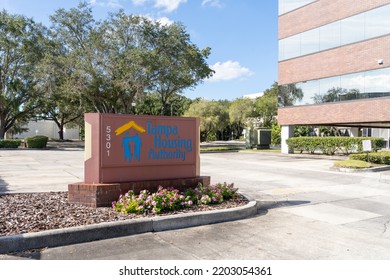 Tampa, FL, USA - January 8, 2022: Tampa Housing Authority Office Building In Tampa, FL, USA. Tampa Housing Agency Promotes The Development And Management Of Affordable Housing Opportunities.