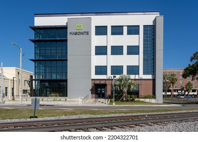 Tampa, FL, USA - January 8, 2022: Masonite Headquarters In Tampa, FL, USA. Masonite International Corporation Is A Designer, Manufacturer And Distributor Of Interior And Exterior Doors. 