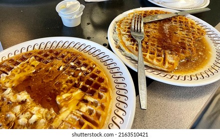 Tampa, Florida - December 29 2021: Lunch At A Waffle House In West Tampa.