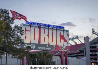 Tampa, Florida - February 1, 2022: Tampa Bay Buccaneers' Raymond James NFL Football Stadium 