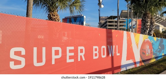 Tampa, Florida February 4 2021: Tampa Bay Buccaneers Stadium Superbowl LV Venue