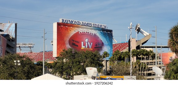 Tampa, Florida February 4 2021: Tampa Bay Buccaneers Stadium Superbowl LV Venue