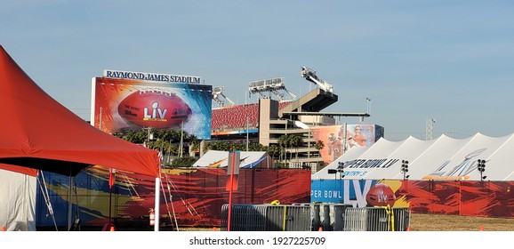 Tampa, Florida February 4 2021: Tampa Bay Buccaneers Stadium Superbowl LV Venue