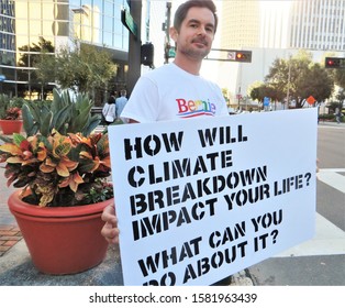 Tampa, Florida / Friday, December 6, 2019 / Climate Strike Protesters Outside Tampa City Hall