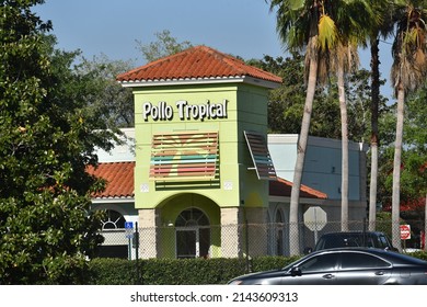 Tampa, Florida- United States- 03-24-2022: The Exterior Of A Pollo Tropical Restaurant