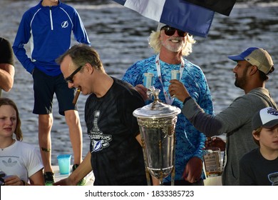 Tampa, Florida USA 09/30/20 . Coach Jon Cooper Of The Tampa Bay Lightning Celebrating Their Victory With Family And Friends.