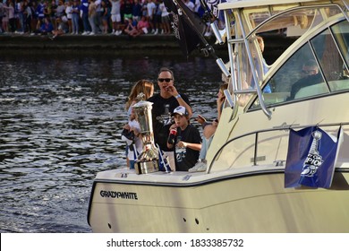 Tampa, Florida USA 09/30/20 . Coach Jon Cooper Of The Tampa Bay Lightning Celebrating Their Victory With Family And Friends.