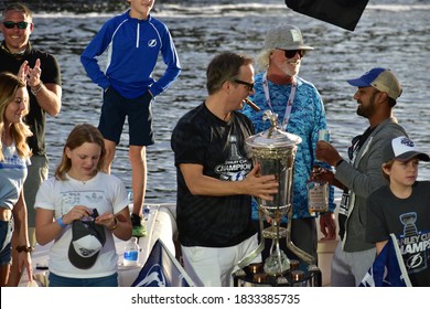 Tampa, Florida USA 09/30/20 . Coach Jon Cooper Of The Tampa Bay Lightning Celebrating Their Victory With Family And Friends.