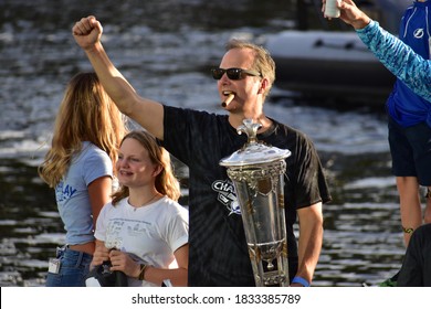 Tampa, Florida USA 09/30/20 . Coach Jon Cooper Of The Tampa Bay Lightning Celebrating Their Victory With Family And Friends.