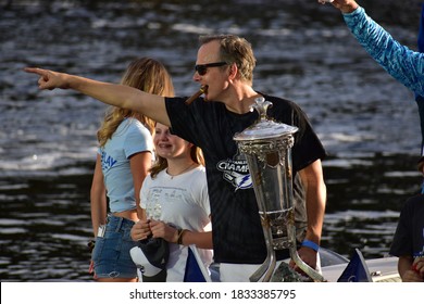 Tampa, Florida USA 09/30/20 . Coach Jon Cooper Of The Tampa Bay Lightning Celebrating Their Victory With Family And Friends.