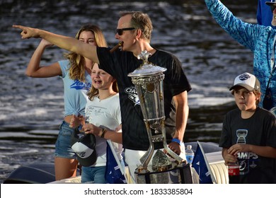 Tampa, Florida USA 09/30/20 . Coach Jon Cooper Of The Tampa Bay Lightning Celebrating Their Victory With Family And Friends.