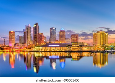 Tampa, Florida, USA Downtown Skyline On The Bay.