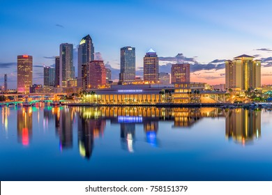 Tampa, Florida, USA Downtown Skyline On The Bay.