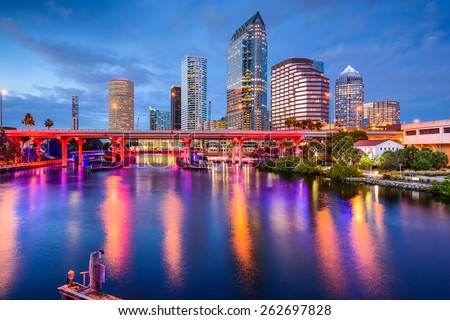 Tampa, Florida, USA downtown skyline on the Hillsborough River.