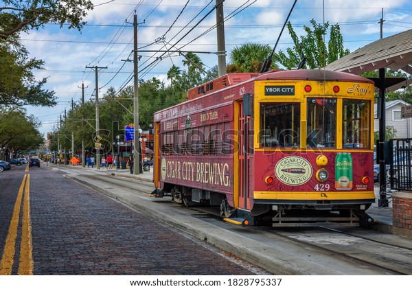 Tampa, Florida,\
USA - January 11, 2020 : TECO Line Streetcar operating from Tampa\
Bay to the historic Ybor\
City.