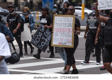 Tampa, Florida / USA - June 13, 2020: Protester Holding A Sign At The Black Clergy United March For Justice In Tampa, Florida. 