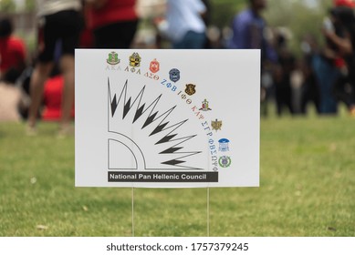 Tampa, Florida / USA - June 14, 2020: National Pan Hellenic Council (NPHC) Sign At The Black Lives Matter Peaceful Protest In Tampa, Florida. NPHC Is A Nine Black Fraternity And Sorority Collaboration