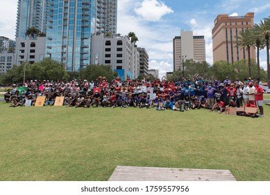 Tampa, Florida / USA - June 14, 2020: Group Photo Of The Black Fraternities And Sororities At The National Pan Hellenic Council (NPHC) Black Lives Matter Protest In Tampa, Florida.