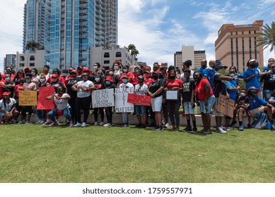 Tampa, Florida / USA - June 14, 2020: Delta Sigma Theta Sorority At The National Pan Hellenic Council (NPHC) At The Black Lives Matter Peaceful Protest In Tampa, Florida.