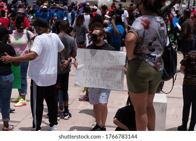 Tampa, Florida / USA - June 14, 2020: Caucasian Man Holding A Sign At The National Pan Hellenic Council (NPHC) Black Lives Matter Peaceful Protest In Tampa, Florida.