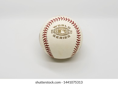 Tampa, Florida / USA - June 26, 2019: 2006 World Series Baseball Isolated On White. 102nd Edition Of The World Series Between The St. Louis Cardinals And Detroit Tigers 