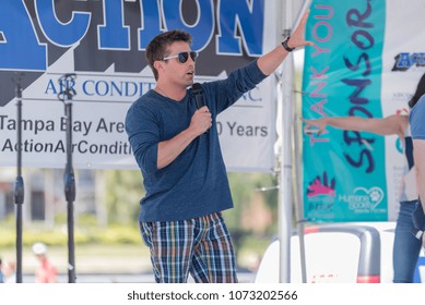 Tampa, Florida / USA - March 23, 2018: Fox 13 News Anchor Walter Allen Hosting The Bark In The Park Event In Tampa, FL