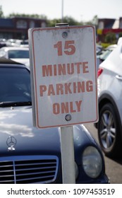 Tampa, Florida / USA - May 5 2018: 15 Minute Parking Only Road Traffic Sign