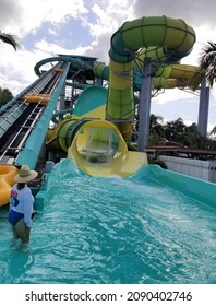 Tampa, Florida, U.S.A - November 4, 2021 - The Water Rides At Adventure Island Water Park