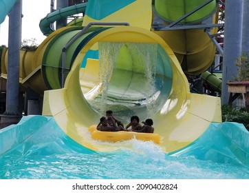 Tampa, Florida, U.S.A - November 4, 2021 - The Water Rides At Adventure Island Water Park