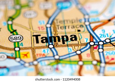 Tampa. Florida. USA On A Map