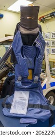 TAMPA, FLORIDA, USA - SEP 14, 2021: 1970s Kevlar Spooner Suit For Law Enforcement Explosive Ordinance Disposal