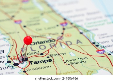 Tampa Pinned On A Map Of USA 