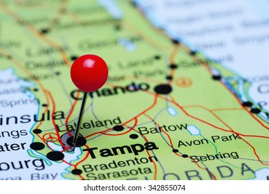 Tampa Pinned On A Map Of USA
