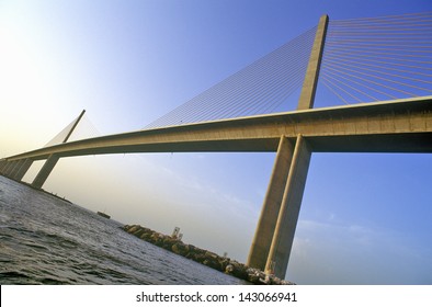 Tampa Sunshine Skyway Bridge At Tampa Bay, Florida
