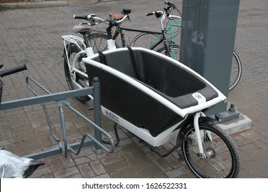 Tampere, Finland - January 20 2020: Urban Arrow Reinvented The Cargo Bike And Made The First Electric Car On Two Wheels.