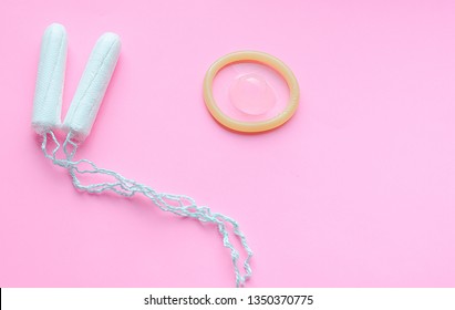 Tampon Condom On Pink Isolated Background Stock Photo 1350370775 ...