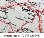 Tamworth, Detailed map of a NSW region, Australia, perfect for tourism backgrounds or travel illustrations. Ideal for showcasing routes, attractions, and destinations.