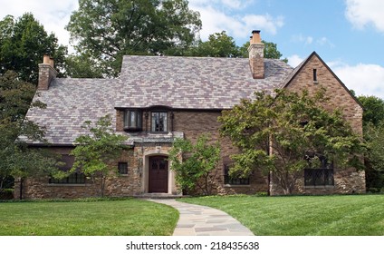 Tan Brick & Stone Home