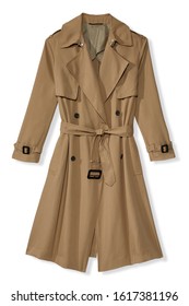 Tan Trench Coat On White Background