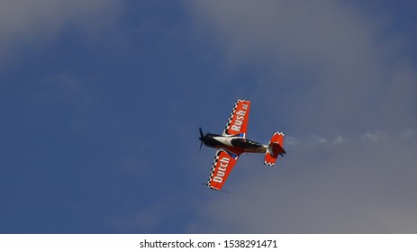 TANAGRA, GREECE, SEPTEMBER 21, 2019. Aerobatic Aircraft Sukhoi Su-26MX Of The Dutch Rush Team, During AFW (Athens Flying Week) 2019