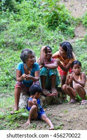 TANAY, PHILIPPINES - MAY 7: Generations Of Indigenous People From The Dumagat Tribe Sit Together On May 7, 2016 In Tanay, Rizal, Philippines.