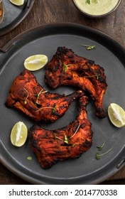 Tandoori Chicken full leg pieces, Indian cuisine, Flatlay 