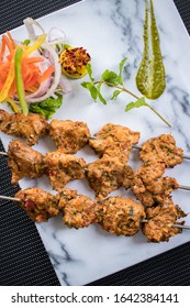 Tandoori Fish Tikka Served With Salad Top View