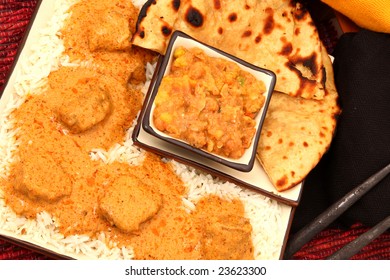 Tandoori Roti, Samosa Chaat, Lamb Korma