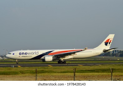 Tangerang, Banten. Indonesia - June `19th 2019: Malaysia Airline Registration 9M-MTO With One World Alliance Special Livery 