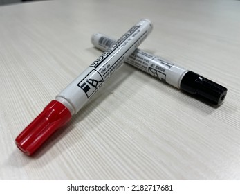 Tangerang, Indonesia, 26 July 2022 - Black And Red Whiteboard Marker