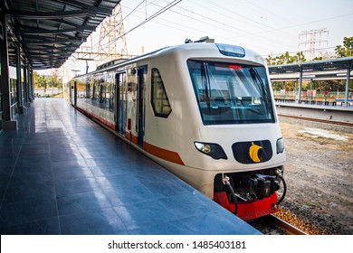 Tangerang, Indonesia : Airport Train In Batu Ceper Station, A New And Modern Public Transportation Mode For Citizen Of Jakarta And Tangerang To Access Soekarno Hatta International Airport (08/2019)