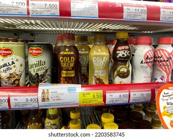 Tangerang Selatan, Indonesia - September 18, 2022: Assorted Coffee Drinks On Supermarket Shelf